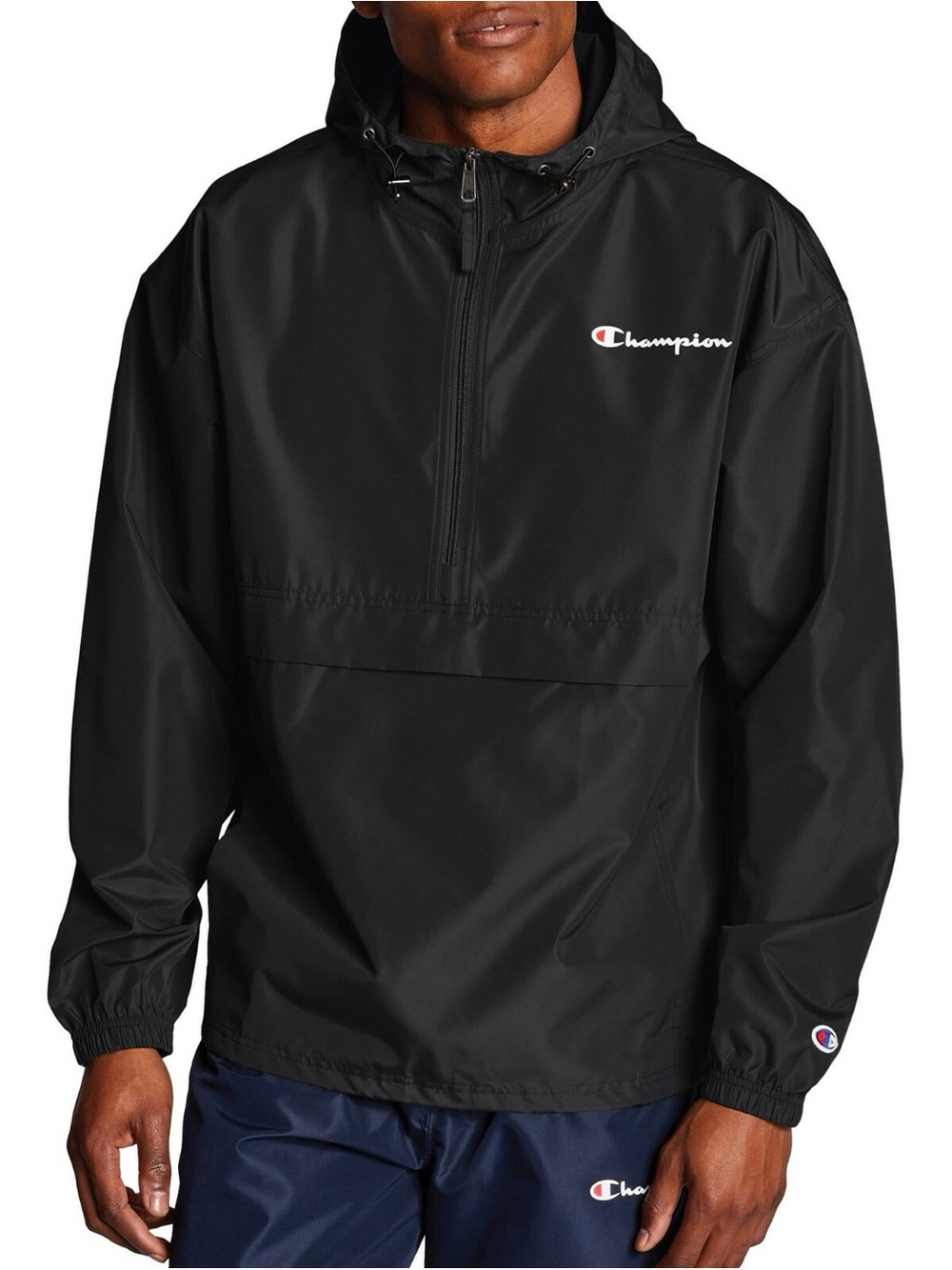 Champion size XL Men's Black Windbreaker Pullover Hoodie